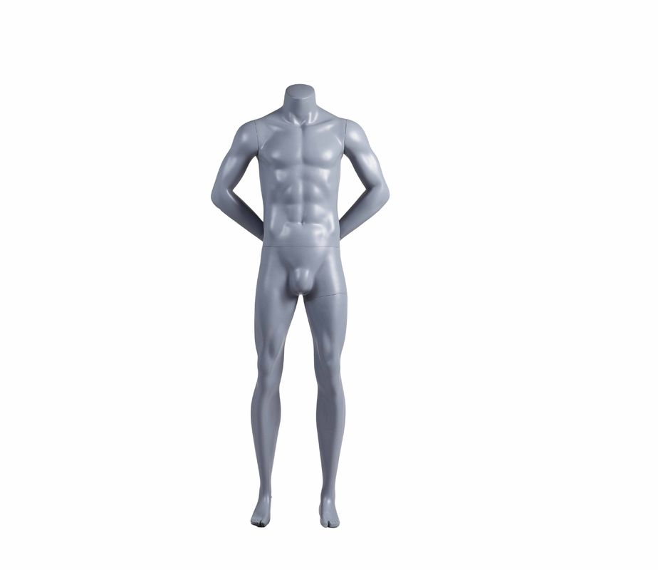 Maniquí de fibra de vidrio de cuerpo completo para hombre, manos detrás de la espalda, sin cabeza, deportivo, musculoso, para exhibición de ropa deportiva