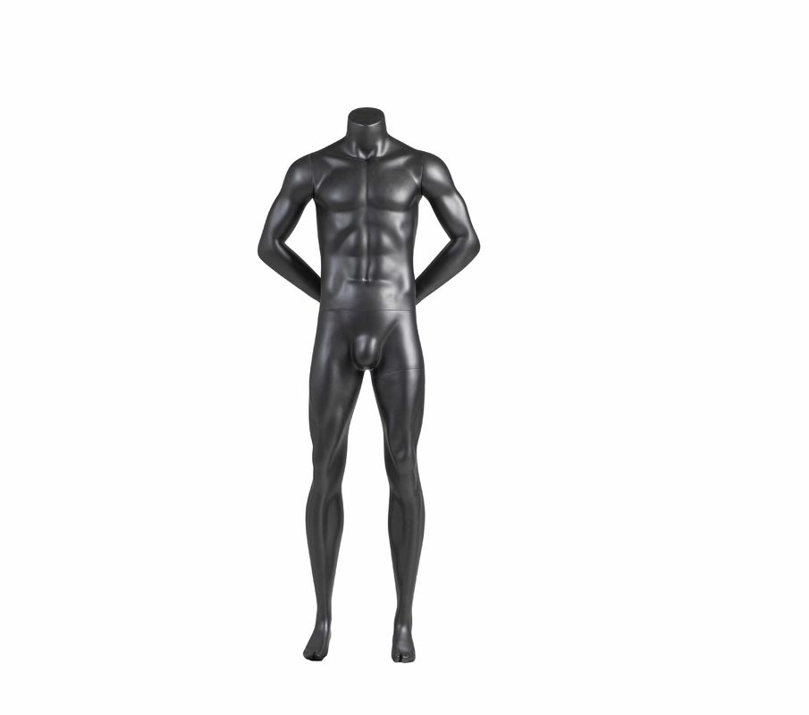 Maniquí de fibra de vidrio de cuerpo completo para hombre, manos detrás de la espalda, sin cabeza, deportivo, musculoso, para exhibición de ropa deportiva